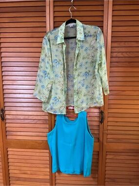 Notations Bright Teal Sleeveless Tank Top